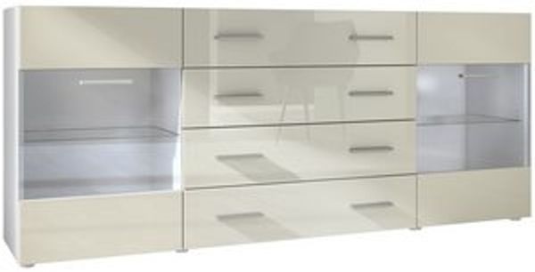 Sideboard Kommode Bari V2, Korpus in Weiß matt / Front in Creme Hochglanz (166 x 72 x 35) Bild 6