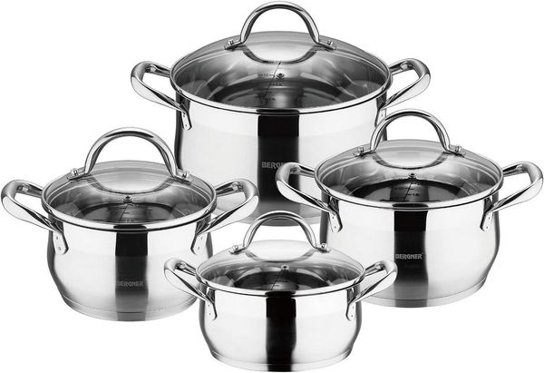 Bergner Topf-Set 8-Tlg. Kochgeschirr-Set Edelstahl, (8-tlg)