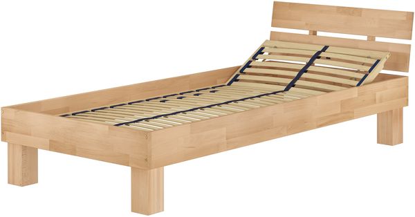 Bett Holzbett 100x220 Überlänge Buche massiv V-60.80-10-220 Federholzrahmen inkl.