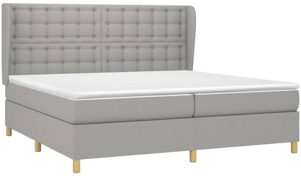 vidaXL Boxspringbett mit Matratze Hellgrau 200x200 cm Stoff, Härtegrad: H2 [3128869] Bild 3