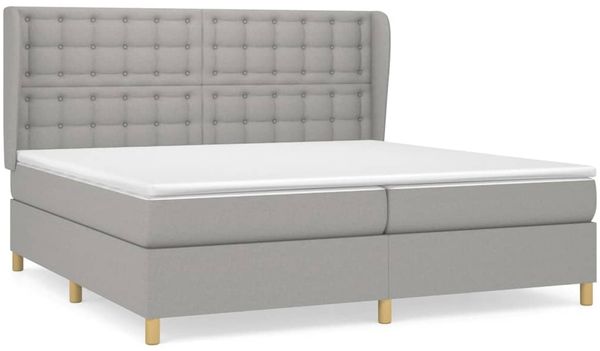 vidaXL Boxspringbett mit Matratze Hellgrau 200x200 cm Stoff, Härtegrad: H2 [3128869] Bild 2