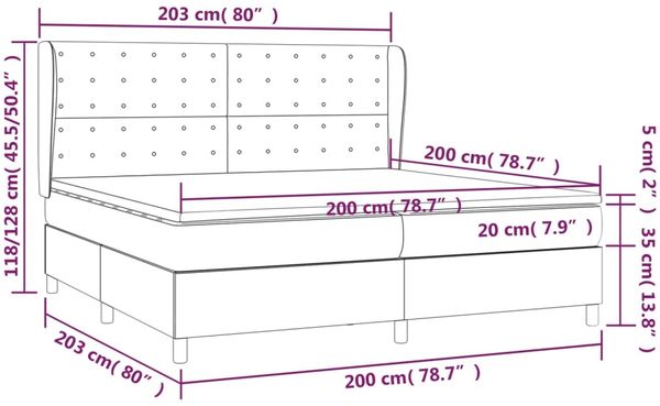 vidaXL Boxspringbett mit Matratze Hellgrau 200x200 cm Stoff, Härtegrad: H2 [3128869] Bild 7