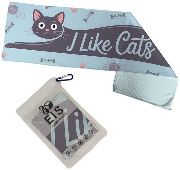 speecheese Sporthandtuch I Like Cats Eishandtuch XL mit Katze Silhouette