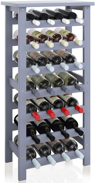 Weinregal Bambus 28 Flaschen 7 Etagen freistehend Küche Speisekammer Keller Bar