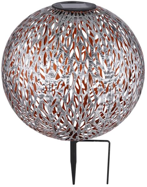 LED Solarleuchte, Kugel, Erdspieß, silber-grau, gold, H 38 cm