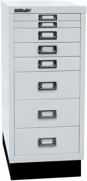 Bisley MultiDrawer™, 29er Serie mit Sockel, DIN A4, 8 Schubladen, Farbe lichtgrau