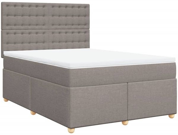 vidaXL Boxspringbett mit Matratze Taupe 160x200 cm Stoff 3293649 Bild 3