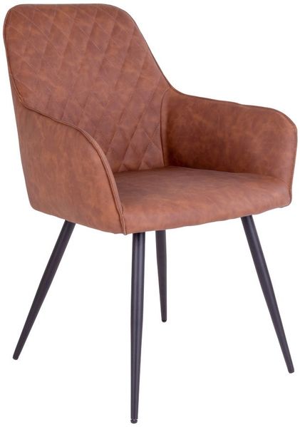 House Nordic Esszimmerstuhl aus PU, Vintage-Braun mit schwarzen Beinen, HN1220 - 2er set
