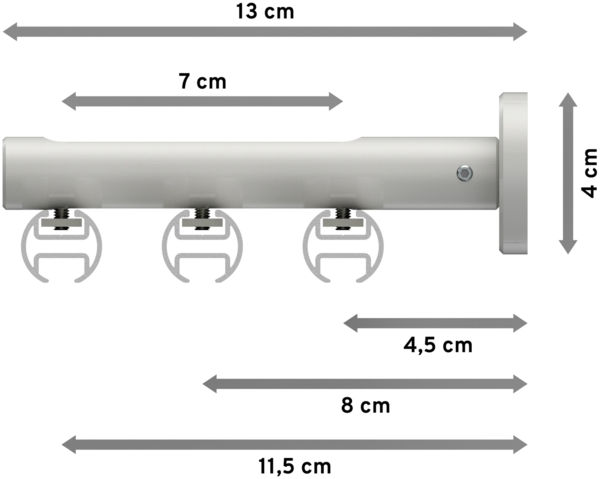 Innenlauf-Gardinenstangen-Set Siteno Sitra 300 cm (geteilt in 3 x 100 cm), 3-läufig, 20 mm Ø Weiß Bild 2