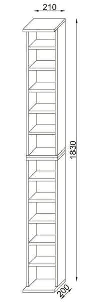 VCM Standregal Bigol 24001 Schwarz H. 180 x B. 21 x T. 20 cm Bild 2