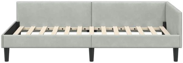 vidaXL Eckbettgestell mit Kopfteil Hellgrau 100 cm x 200 cm Samt 42016164 Bild 5