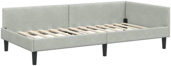 vidaXL Eckbettgestell mit Kopfteil Hellgrau 100 cm x 200 cm Samt 42016164 Bild 4
