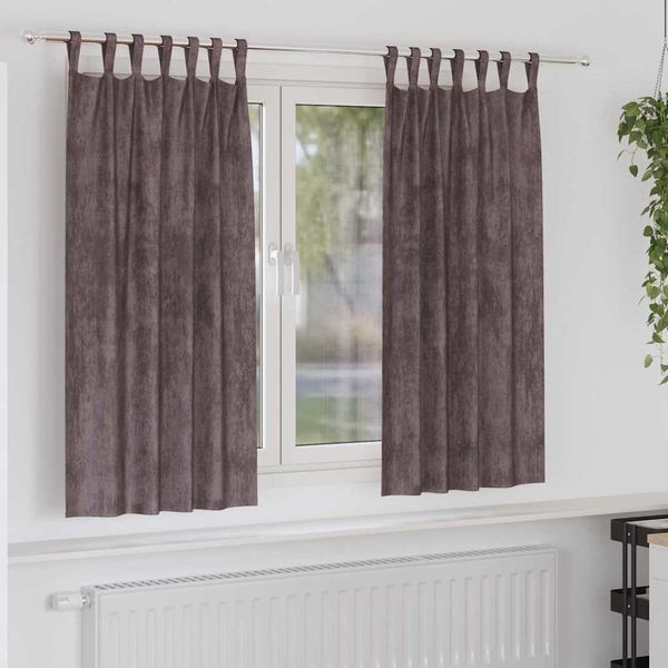 vidaXL Samtvorhänge mit Vorhängen 2 pcs Braun 175 x 140 cm Samt 4107729