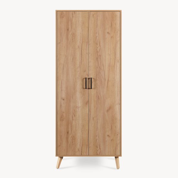Kleiderschrank Norg 191 x 80 x 52 cm 2 Türen 1 Fach Eicheoptik [en. casa] Bild 5