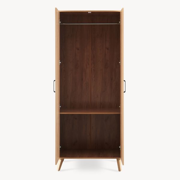 Kleiderschrank Norg 191 x 80 x 52 cm 2 Türen 1 Fach Eicheoptik [en. casa] Bild 6