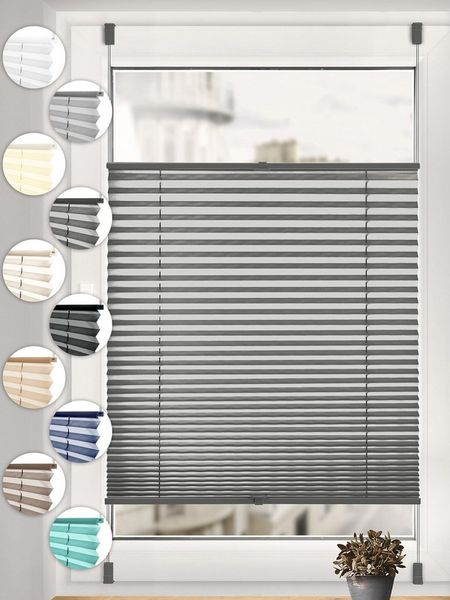 Sonello Plissee ohne Bohren Rollo Klemmfix für Fenster & Tür Lichtschutz, blickdicht, ohne Bohren, verspannt, Klemmfix, 30cm x 100cm Anthrazit/Dunkelgrau Faltrollo, Easyfix, Jalousie