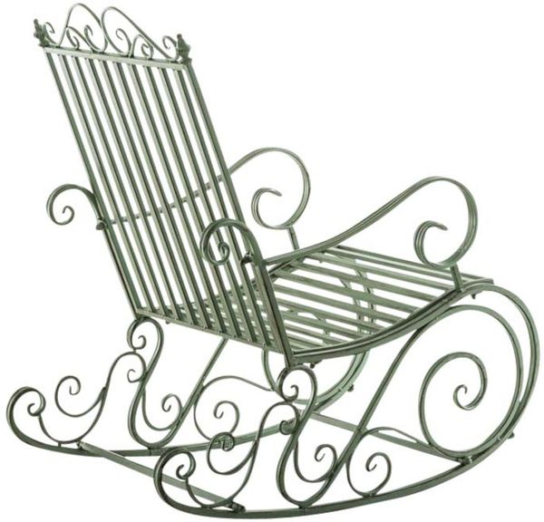 Schaukelstuhl ANNA 2er Set Antik Outdoor - 56x90x94cm, Metall, Antik-Grün | Gartenstuhl Liegestuhl Relaxstuhl Garten Terrasse Bild 5