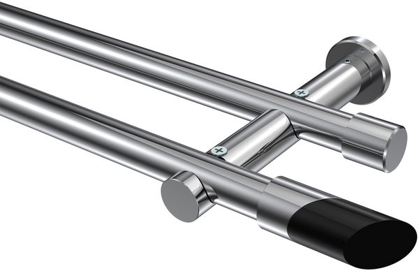 Gardinenstangen-Set Platon Verano 100 cm, 2-läufig (ohne Ringe), 20 mm Ø Chrom