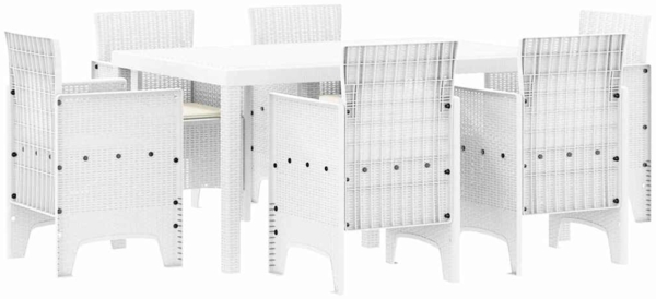 vidaXL Garten Essgruppe 7 pcs Weiß Polt Rattan 3378566