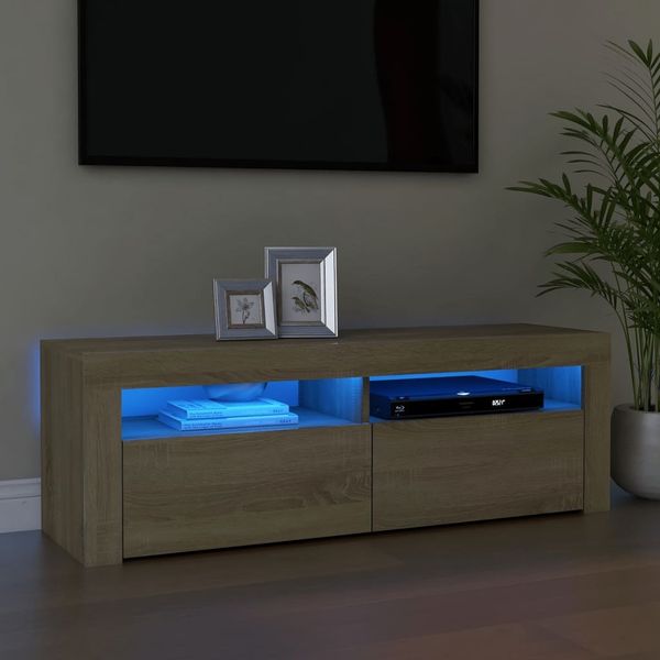 vidaXL TV-Schrank mit LED-Leuchten Sonoma-Eiche 120 x 35 x 40 cm, Mit Beleuchtung [804313]