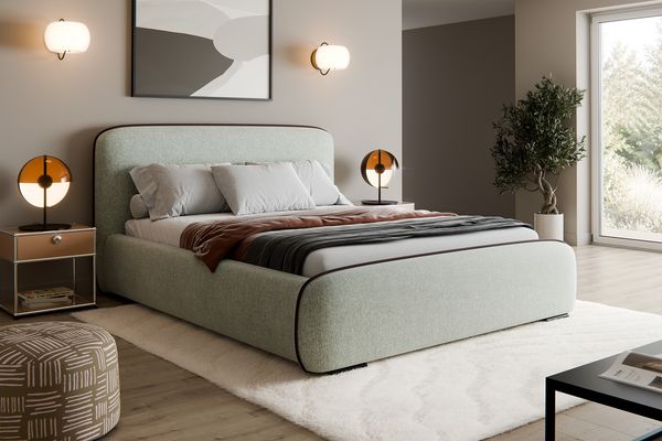 MEBLINI Polsterbett 160x200 mit Stauraum, Lattenrost und Bettkasten - Graugrün Webstoff ohne Matratze - BELLION - Kopfteil Bett mit Stauraum - Doppelbett - Stauraumbett - Betten