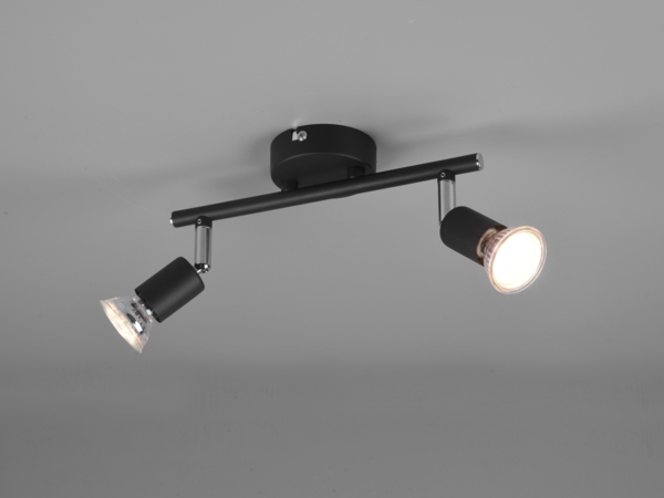 LED Deckenstrahler 2-flammig Metall Schwarz, Breite 25cm