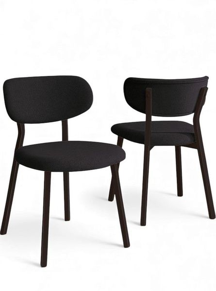 Modernes Stuhlset (4-teilig), Anthrazit & Braun, 46 x 45 x 85 cm | Gestell: 100% Metall, Bezug: Bouclé | Stilvolles skandinavisches Design