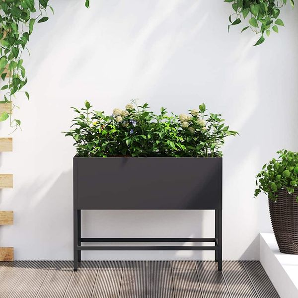 vidaXL Hochbeet Gartenpflanzer Schwarz 60 x 26 x 45 cm Stahl 865883