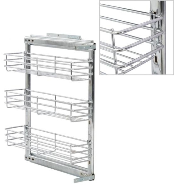 vidaXL 3-stufiger Küchen-Drahtkorb Ausziehbar Silbern 47x15,5x55,5 cm 50968