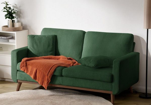Patbrela Sofa 2-Sitzer-Sofa aus Cord für das Wohnzimmer robustes, Sofa mit Holzgestell für kleine Räume oder das Büro