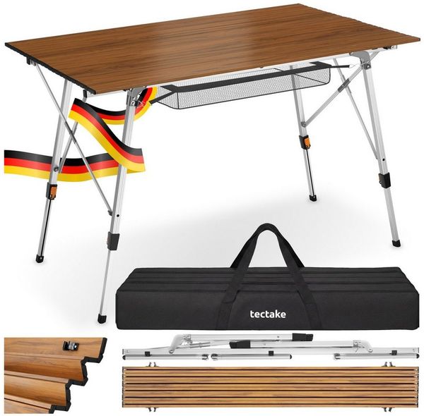 tectake Campingtisch Aluminium Klapptisch - faltbar, wetterfest, 90 x 52 x 47 - 70 cm (Outdoor Beistelltisch Tina, 1-St, 1 tlg), Stabiler Campingtisch mit praktischer Faltfunktion