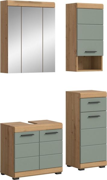 INOSIGN Badmöbel-Set Siena, 4 teilig, bestehend aus:, (Set), Waschbeckenunterschrank, Spiegelschrank, Unterschrank, Hängeschrank