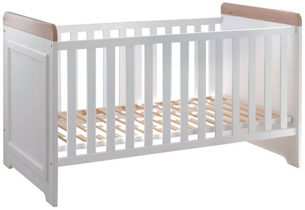Babybett Kinderbett Jasmin 70 x 140 cm 3 Schlupfsprossen Pinie weiß
