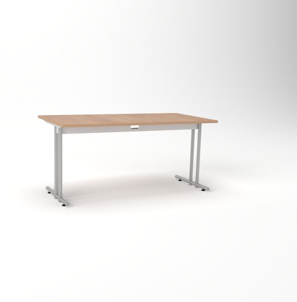 Rheinland Möbel Statio Schreibtisch 160x80 cm höhenverstellbar ±10 mm in Nussbaum – großzügiger Bürotisch für Homeoffice & Büro, gerader Fuß, Kabelwanne, einfache Montage, FSC® zertifiziert