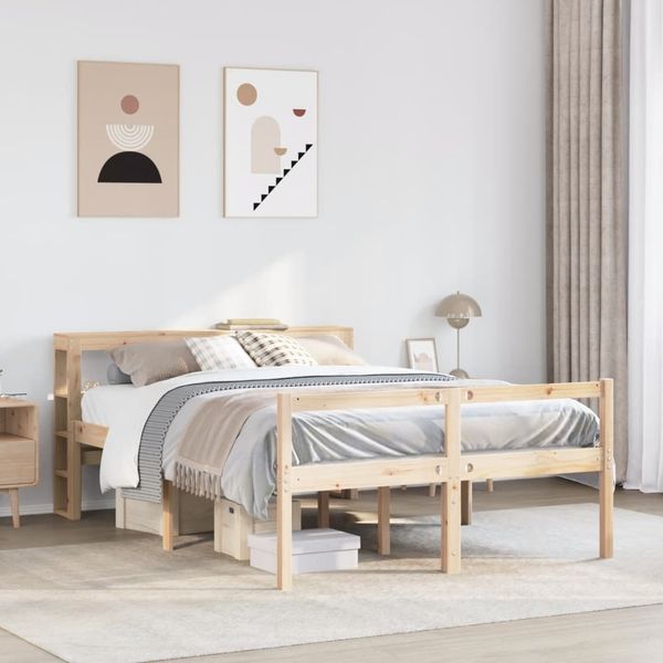 vidaXL Seniorenbett mit Kopfteil 120x190 cm Massivholz Kiefer 3305853