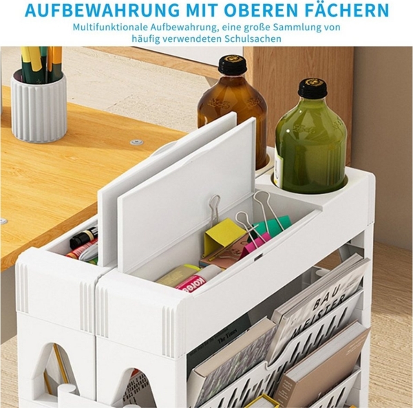 TWSOUL Bücherregal Multifunktionales mobiles Bücherregal, Bücherregal mit fünf Regalen, auch als Snackhalter verwendbar Bild 3