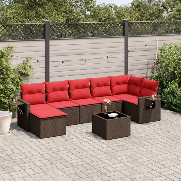 vidaXL 8-teiliges Gartensofa-Set mit Kissen, braun, Polyrattan 3220493