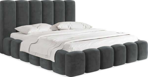 WFL GROUP Polsterbett Serenity mit Bettkasten und Lattenrost, Bettgestell, ohne Matratze (erhältlich in 5 Größen 120x200, 140x200, 160x200, 180x200, 200x200 cm), mit Stauraum, hohem Kopfteil, Boucle oder Samt Stoff, Made in EU