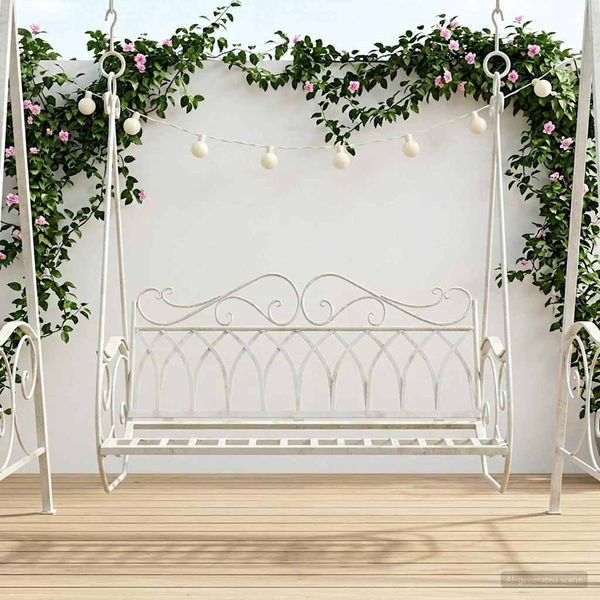 vidaXL Schaukelbank Stahl 112 x 60 x 126,5 cm Antik Weiß 42038695