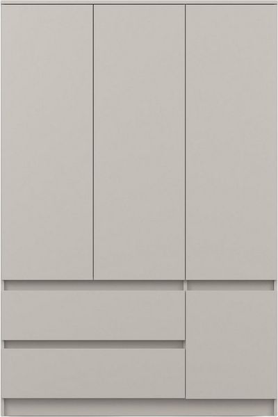 Deine Möbel 24 Kleiderschrank SIMO 01 120 cm in Weiß / Kaschmir, 4 Türen, 2 Schubladen (Set, 1-St, Drehtürenschrank ideal für Kinderzimmer & Jugendzimmer) Kinderkleiderschrank mit 5 Einlegeböden und 1 Kleiderstange