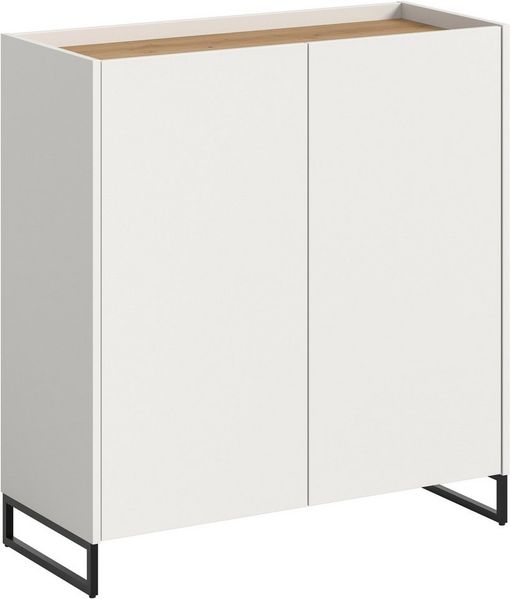 Home affaire Schuhschrank EVRID, Breite 90cm, 2 Türen, 5 Einlegeböden, inkl. Metall-Kufenfüße (1-St, individuell mit anderen Artikel der Serie EVRID erweiterbar) Schuhkommode, Kommode, Sideboard, Garderobenschrank, Flurkommode