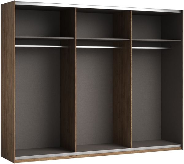 Schwebetürenschrank >LINEA< inkl. Passepartout, Bartex Eiche Dekor / Graphit - 280x215x60 (BxHxT) Bild 5