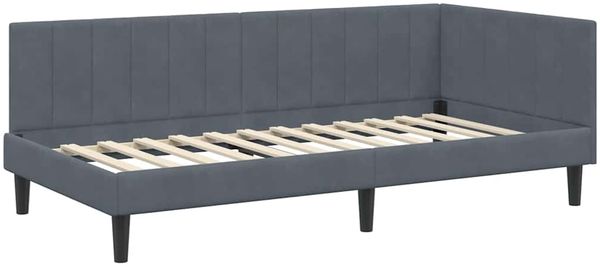 vidaXL Eckbettgestell mit Kopfteil Dunkelgrau 90 cm x 200 cm Samt 42016349 Bild 4