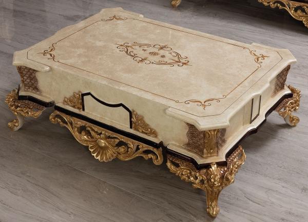 Casa Padrino Luxus Barock Couchtisch Creme / Beige / Schwarz / Gold - Prunkvoller Barockstil Wohnzimmertisch - Barockstil Wohnzimmer Möbel - Barock Möbel - Luxus Möbel im Barockstil