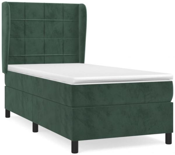 vidaXL Boxspringbett mit Matratze Dunkelgrün 80x200 cm Samt