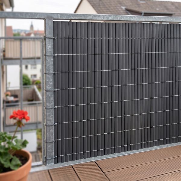 PVC Sichtschutzmatte Cefalu 100x400 cm 19mm Anthrazit [casa. pro]