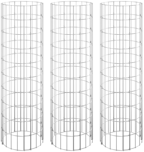vidaXL Gabionen-Hochbeete 3 Stk. Rund Verzinkter Stahl Ø30x100 cm 152020