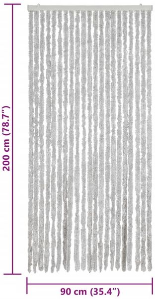 vidaXL Fliegenvorhang Grau 90x200 cm Chenille 377348 Bild 7