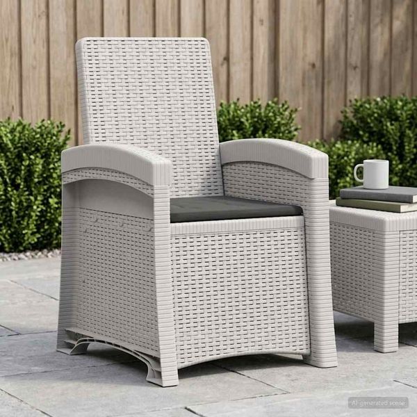 vidaXL Liegesessel Garten Rattan-Optik Weiß und Anthrazit PP 8012009