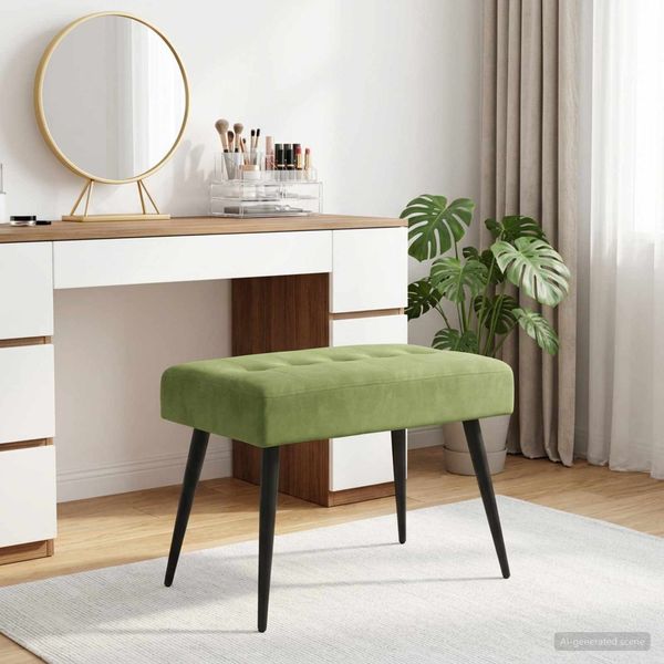 vidaXL Bank mit Knopfheftung Hellgrün 60 x 40 x 45 cm Samt 42038504